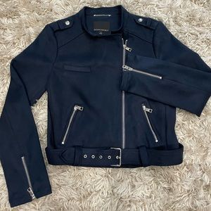 Banana Republic blue suede Moto jacket.